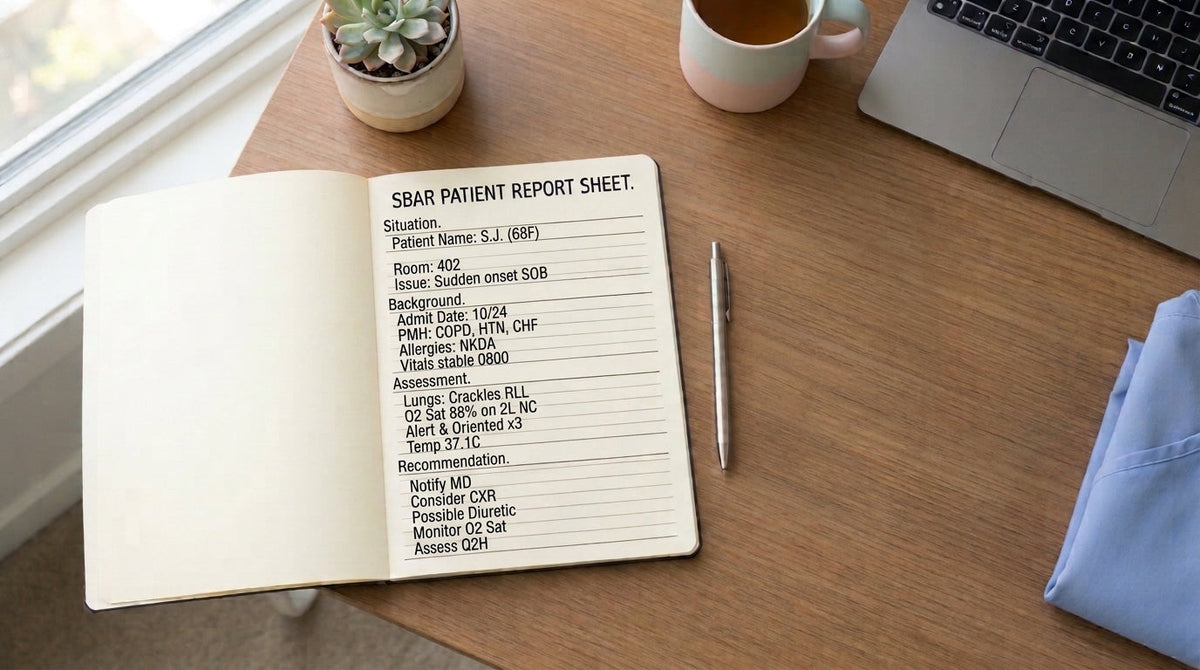 SBAR Nursing Template in notebook