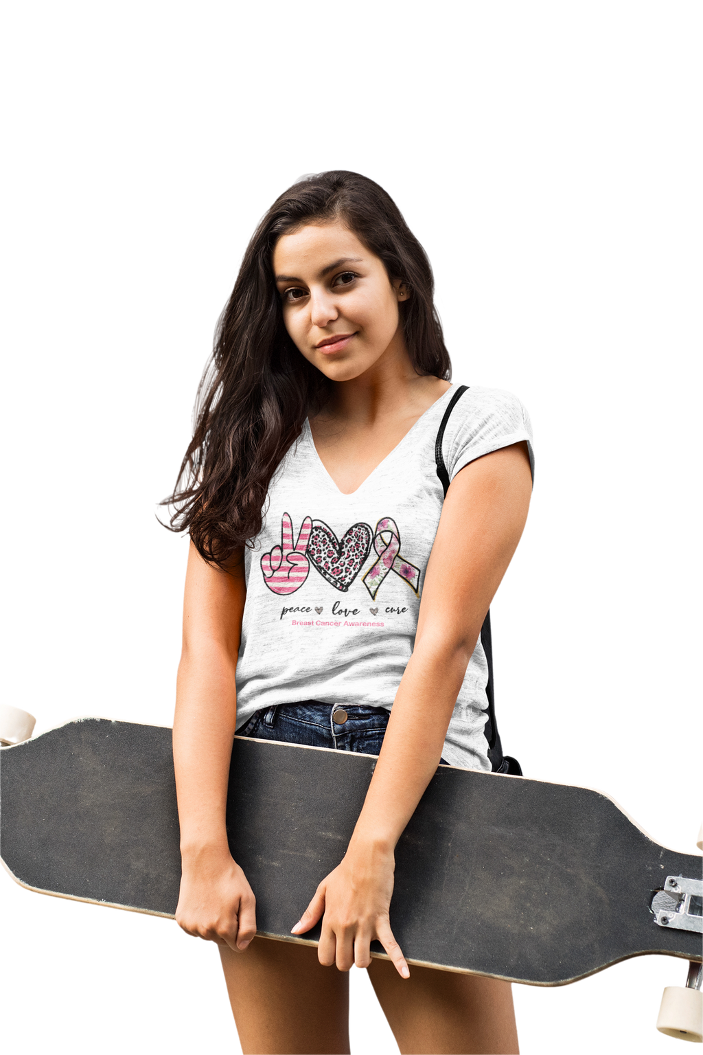 Peace Love Cure V-Neck Tee