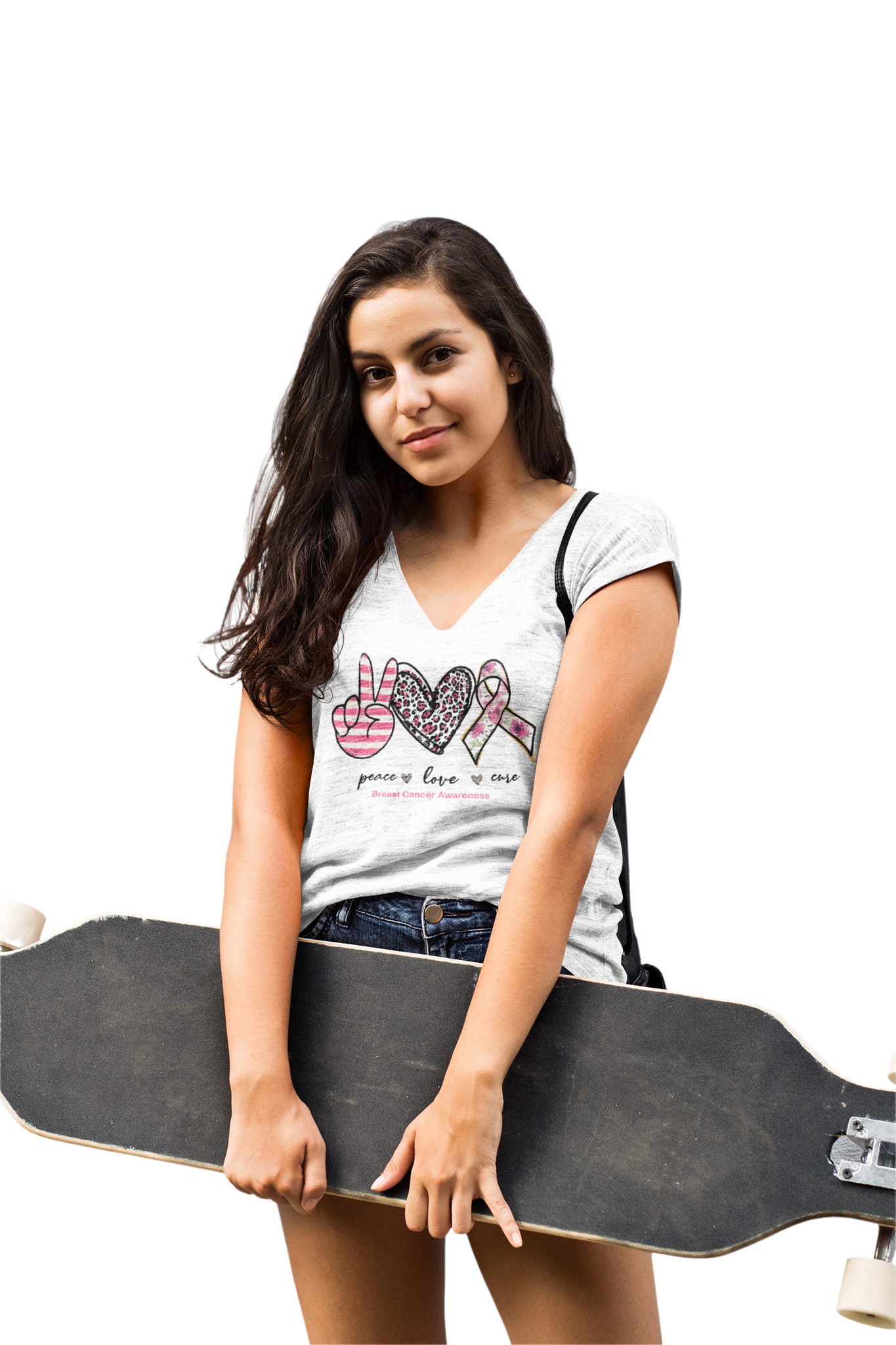 Peace Love Cure V-Neck Tee