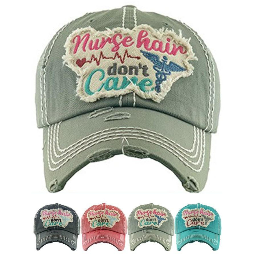 Nurse Hair Don`t Care Washed Vintage Baseball Cap