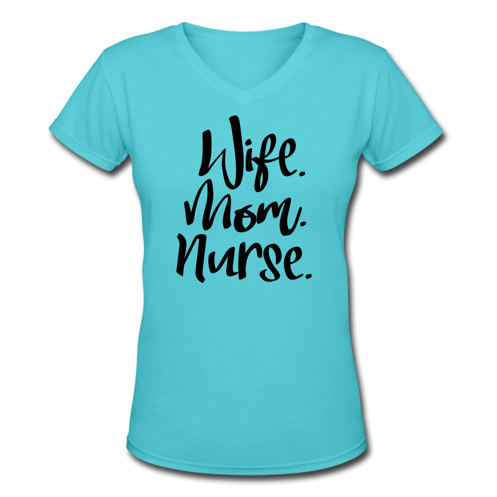 Women's V-Neck T-Shirt - aqua